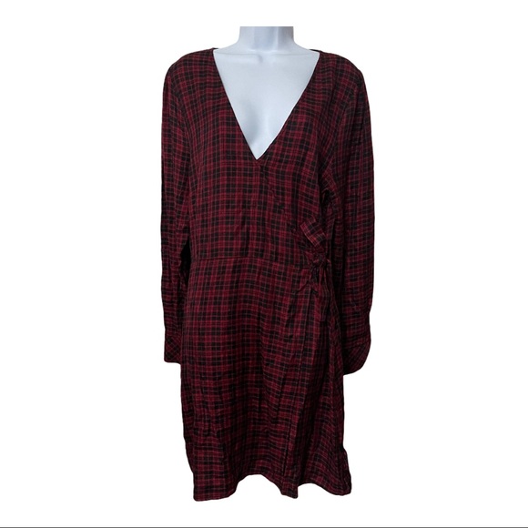 Sanctuary Upbeat Plaid Wrap Dress Size 12 - Picture 4 of 5